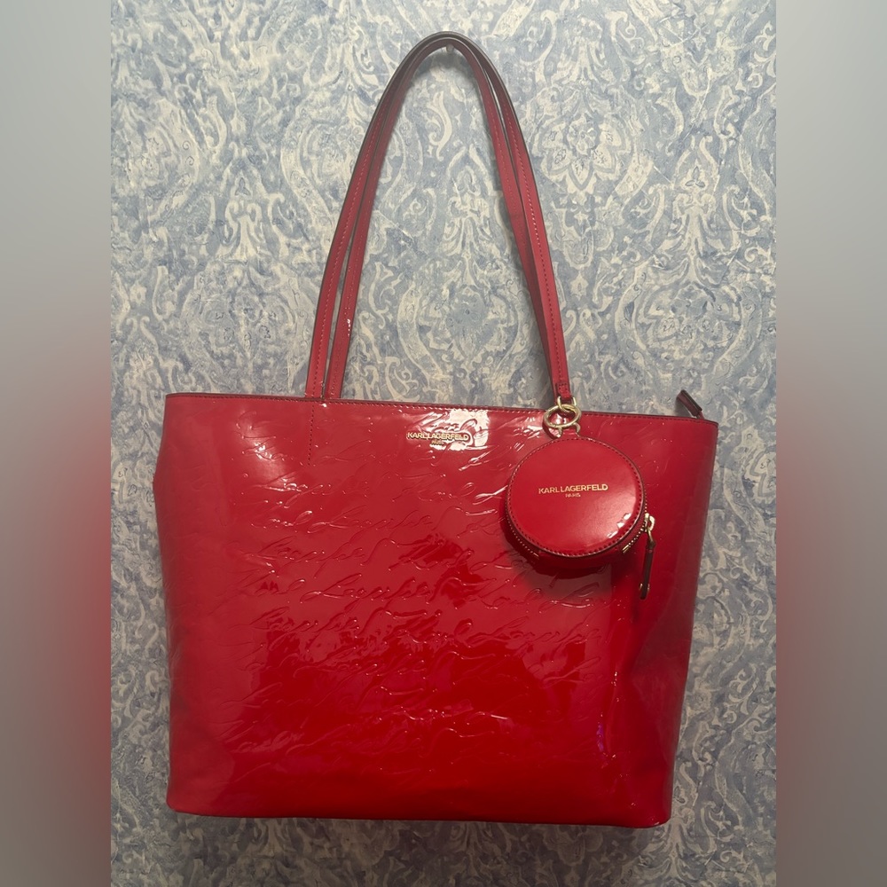 Beautiful Crimson Red Karl Lagerfeld Paris Adele Tote
